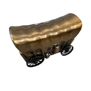 Vintage Covered Wagon Piggy Bank - 5.5”x3”x4” Metal - Banthrico Inc. 1970s?